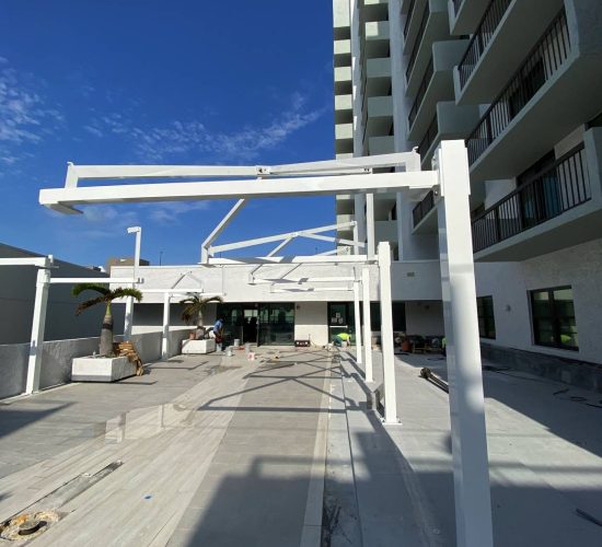 Dialux MIA sail shade structures for outdoor spaces